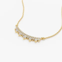 14K Gold Curved Bar Diamond Necklace