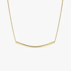 14k Gold Curved Bar Necklace