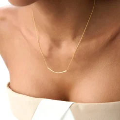 14k Gold Curved Bar Necklace