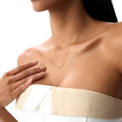 14k Gold Curved Bar Necklace