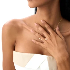 14k Gold Curved Bar Necklace