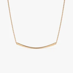 14k Gold Curved Bar Necklace