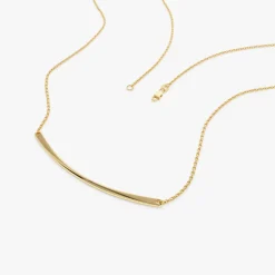 14k Gold Curved Bar Necklace