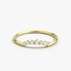 14K Gold Curved Diamond Ring