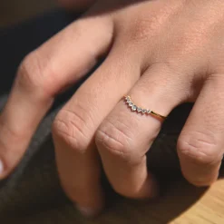 14K Gold Curved Diamond Ring