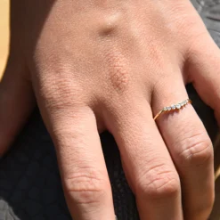 14K Gold Curved Diamond Ring