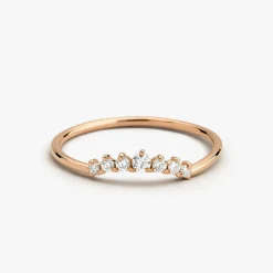 14K Gold Curved Diamond Ring