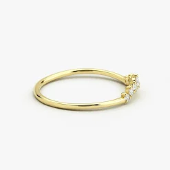 14K Gold Curved Diamond Ring