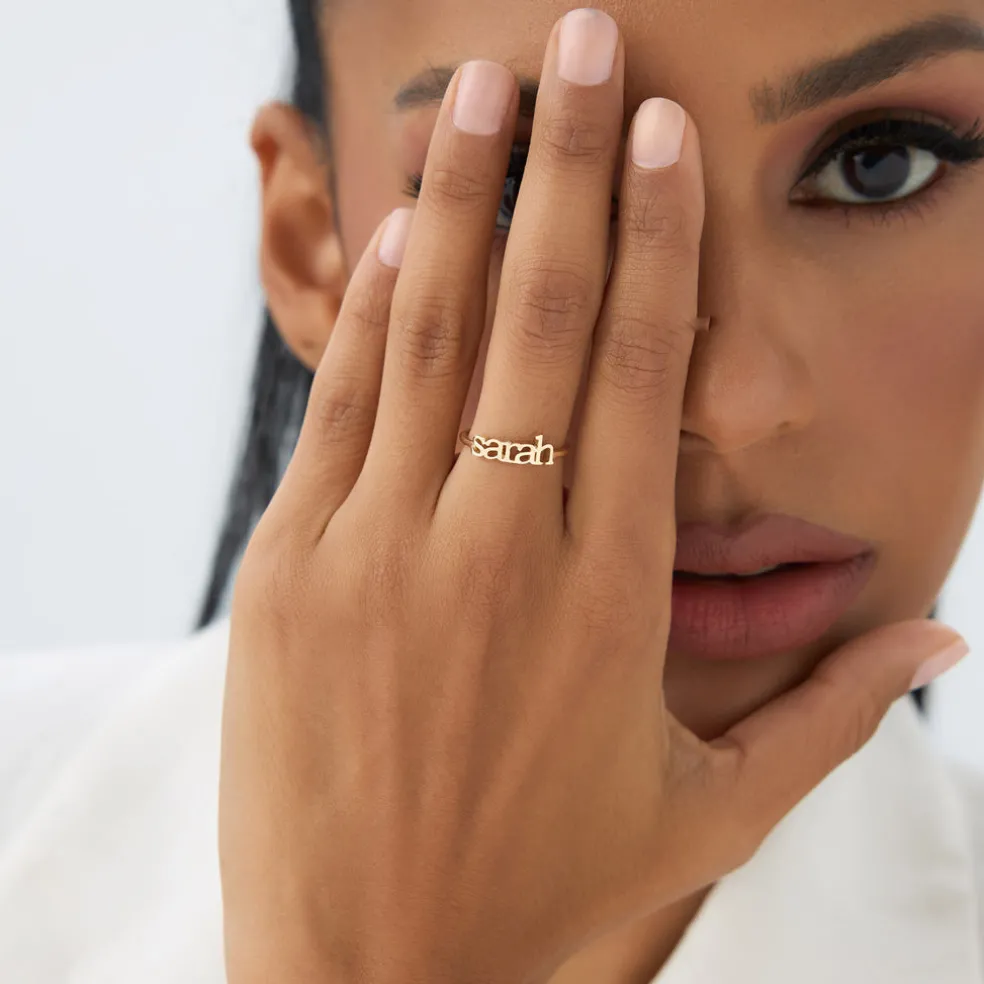 14K Gold Custom Name Ring