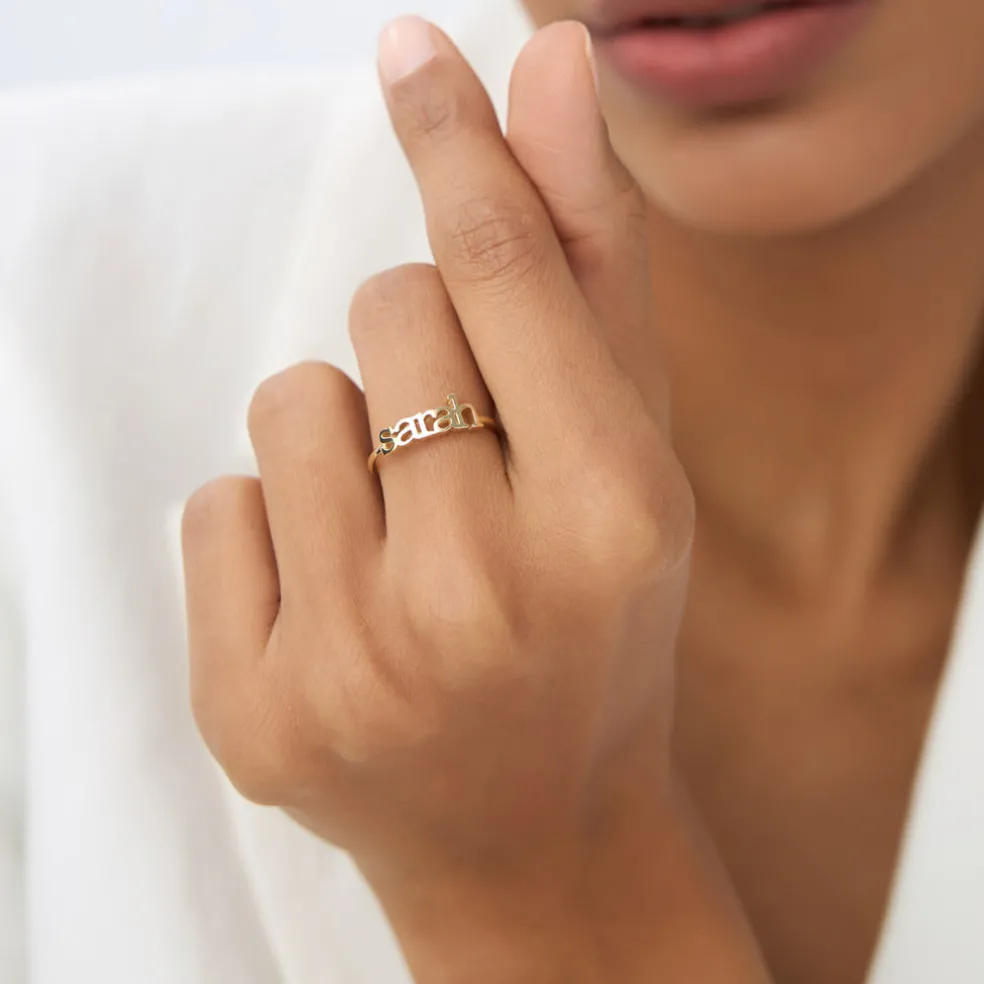 14K Gold Custom Name Ring