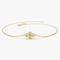 14K Gold Dainty Quad Diamond Bracelet