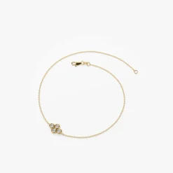 14K Gold Dainty Quad Diamond Bracelet