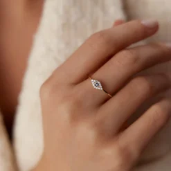 14K Gold Diamond and Sapphire Evil Eye Ring