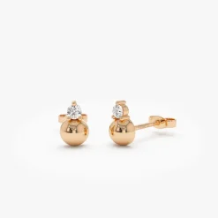 14K Gold Diamond Ball Studs