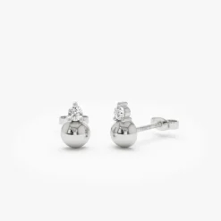 14K Gold Diamond Ball Studs