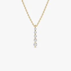 14k Gold Diamond Bar Necklace