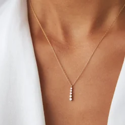 14k Gold Diamond Bar Necklace