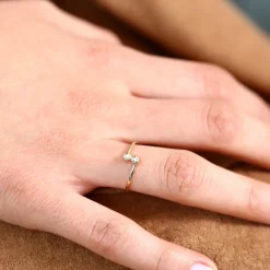 14K Gold Diamond Bypass Ring