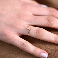 14K Gold Diamond Bypass Ring