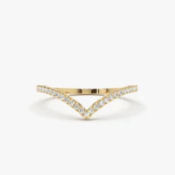 14K Gold Diamond Chevron Ring