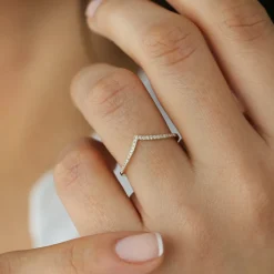 14K Gold Diamond Chevron Ring