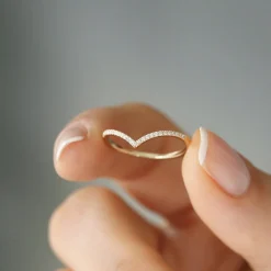 14K Gold Diamond Chevron Ring