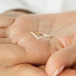 14K Gold Diamond Chevron Ring