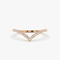 14K Gold Diamond Chevron Ring