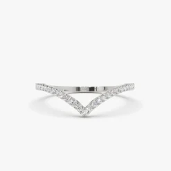 14K Gold Diamond Chevron Ring