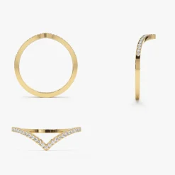 14K Gold Diamond Chevron Ring