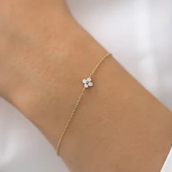 14K Gold Diamond Clover Bracelet