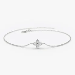 14K Gold Diamond Clover Bracelet