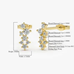 14K Gold Diamond Cluster Earrings
