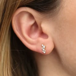 14K Gold Diamond Cluster Earrings