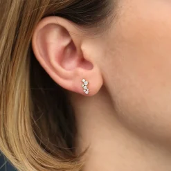 14K Gold Diamond Cluster Earrings
