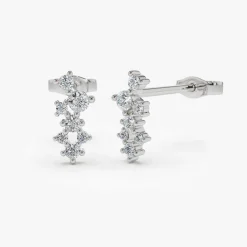 14K Gold Diamond Cluster Earrings