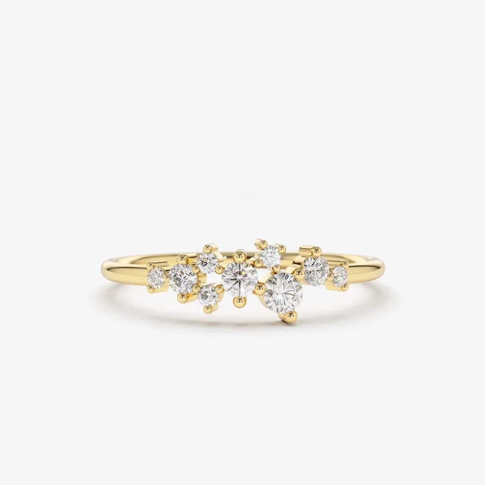 14k Gold Diamond Cluster Ring