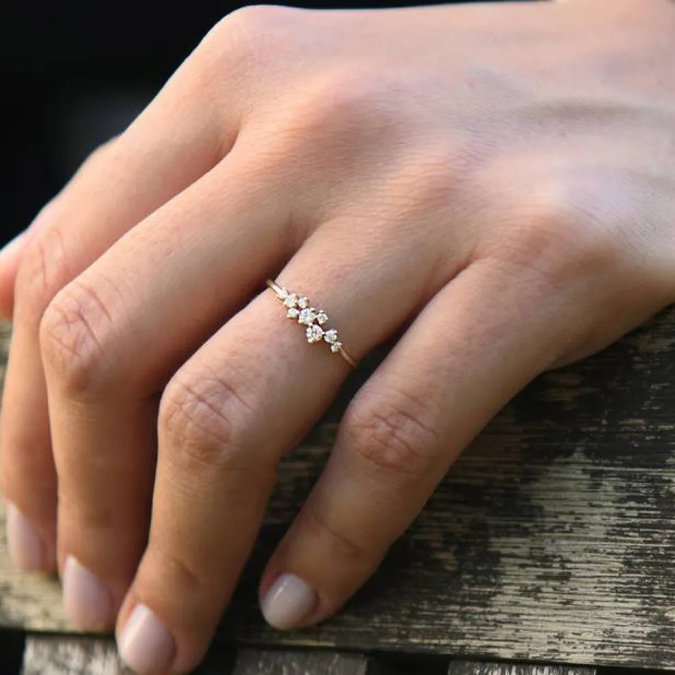 14k Gold Diamond Cluster Ring