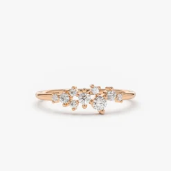 14k Gold Diamond Cluster Ring
