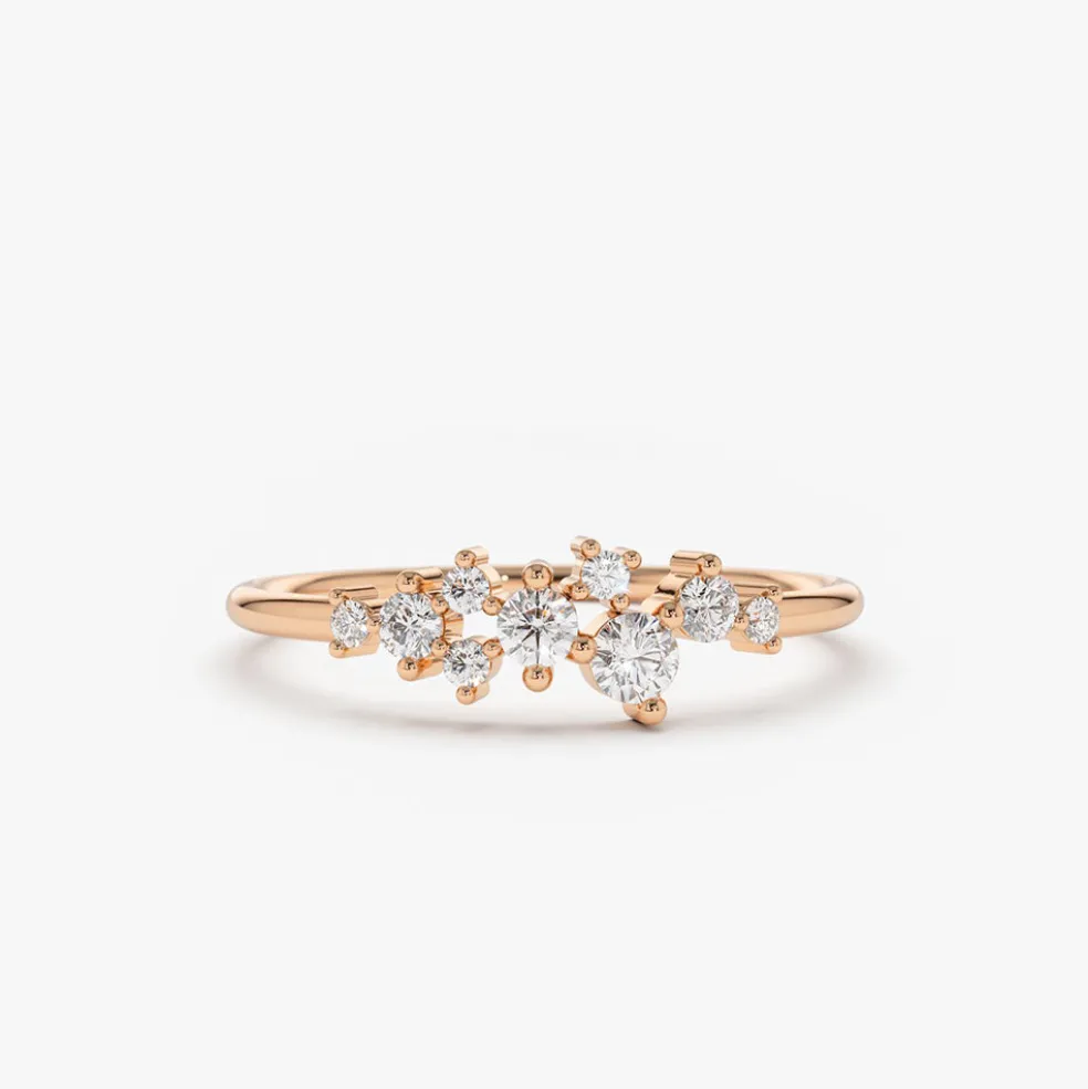 14k Gold Diamond Cluster Ring