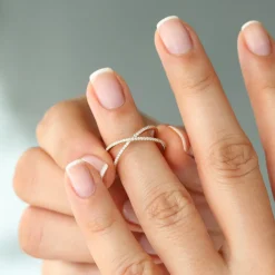 14K Gold Diamond Criss Cross Pave Ring