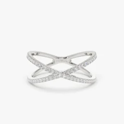 14K Gold Diamond Criss Cross Pave Ring