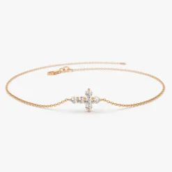 14K Gold Diamond Cross Bracelet