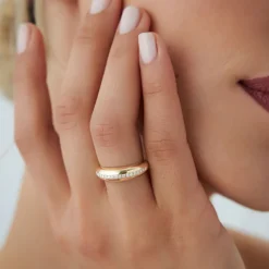 14k Gold Diamond Dome Balloon Ring