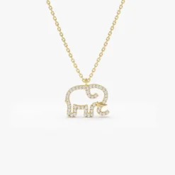 14K Gold Diamond Elephant Charm Necklace