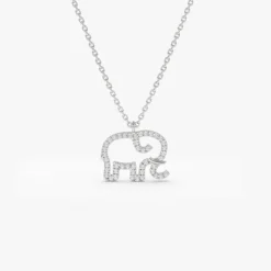 14K Gold Diamond Elephant Charm Necklace