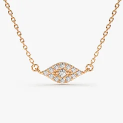 14K Gold Diamond Evil Eye Necklace