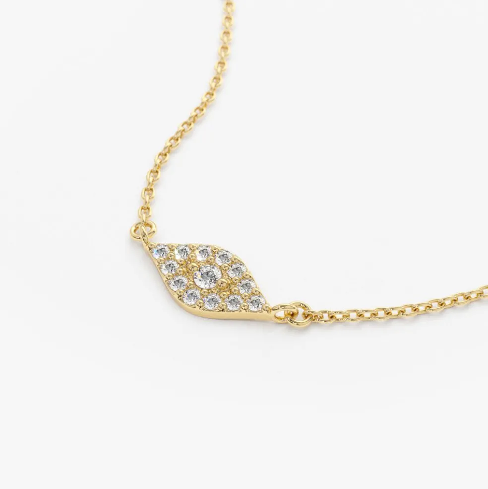 14K Gold Diamond Evil Eye Necklace