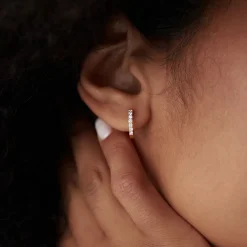 14K Gold Diamond Hoop Earrings