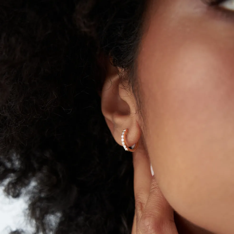 14K Gold Diamond Hoop Earrings